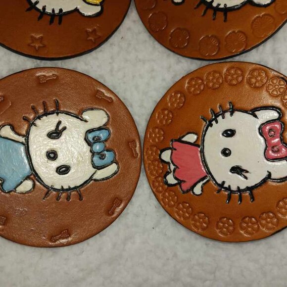 Leather Coasters - 3-1/2" round - Picture 3 of 3